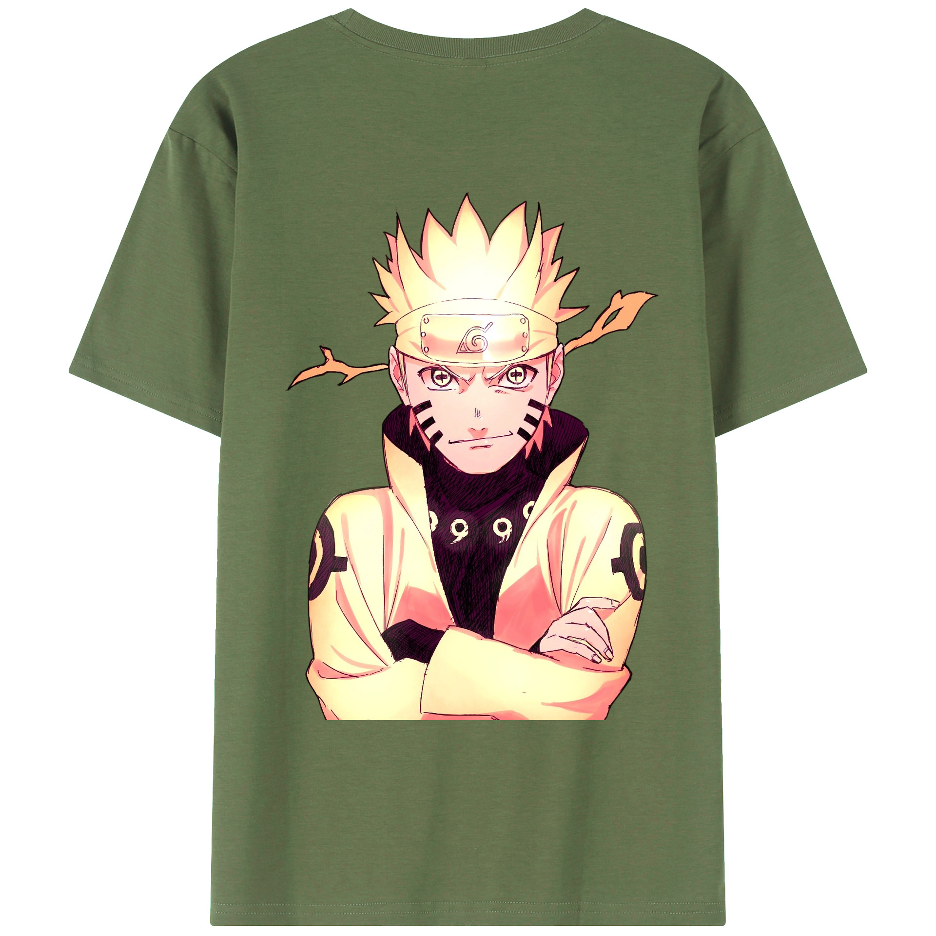 （画像用） NARUTO -ナルト- うずまき ナルト Uzumaki Naruto 綿100％ メンズ半袖Tシャツ（バックプリント） 通気性